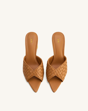 Ellie 브레이디드 스피어 힐 뮬 - 카키