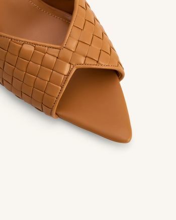 Ellie 브레이디드 스피어 힐 뮬 - 카키