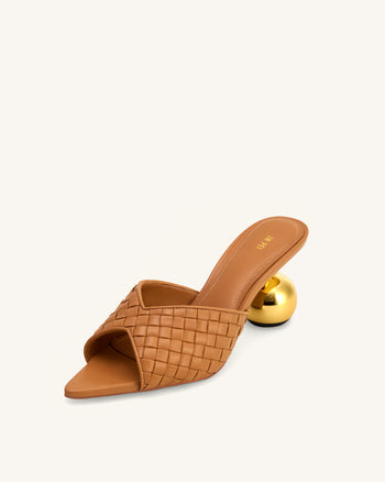 Ellie 브레이디드 스피어 힐 뮬 - 카키