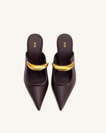 Sofia 메탈 장식 구형 힐 뮬 - 딥 버건디