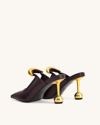 Sofia 메탈 장식 구형 힐 뮬 - 딥 버건디
