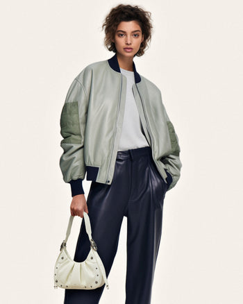 Gabbi 크러쉬 주름 장식 호보 핸드백 - 화이트