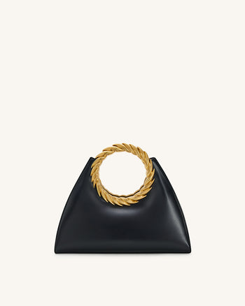 Amiya 리프 핸들 조각 가방 - 블랙