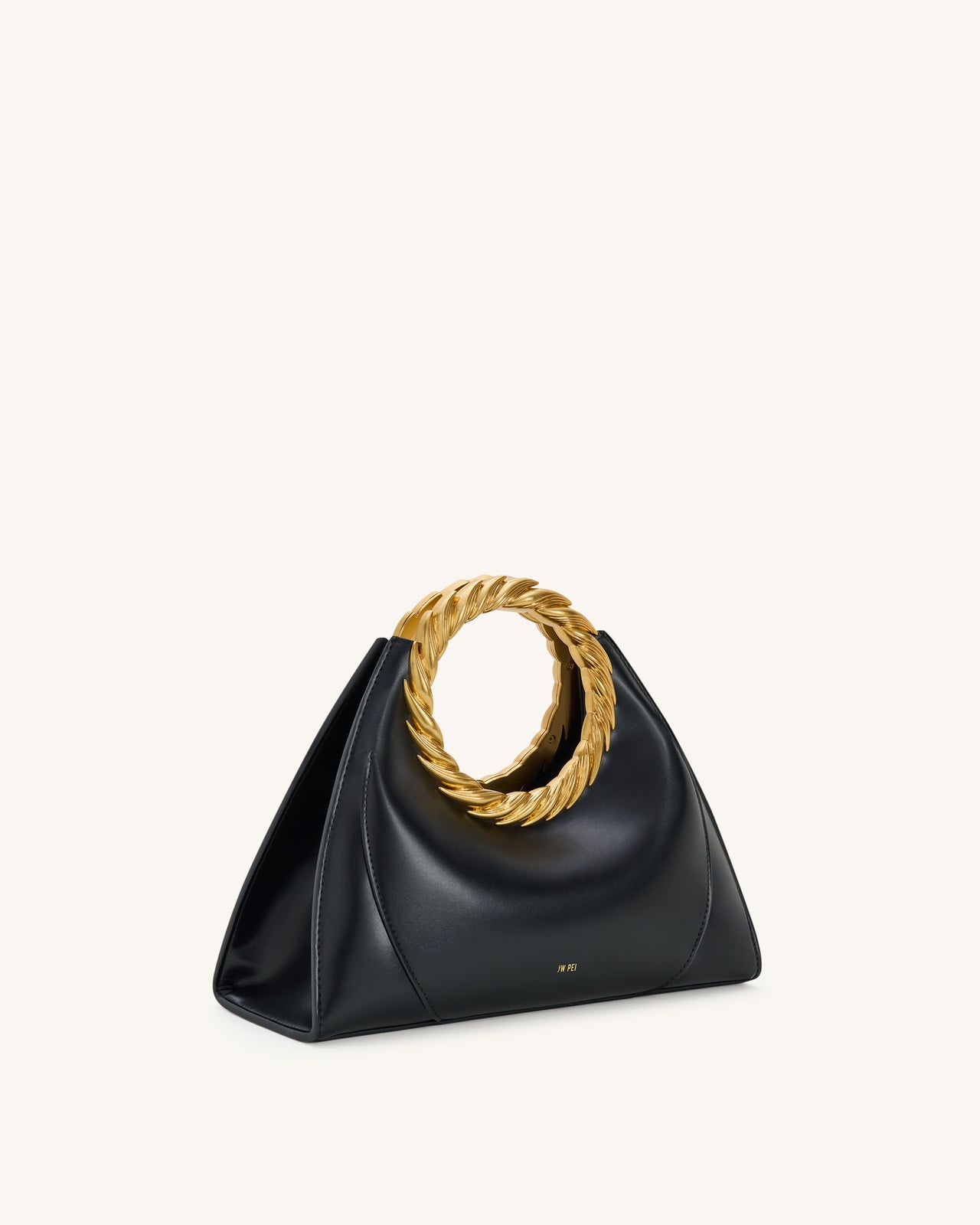 Amiya 리프 핸들 조각 가방 - 블랙