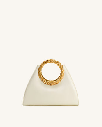 Amiya 리프 핸들 조각 가방 - 화이트