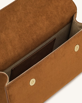 Keyla 인조 스웨이드 탑 핸들 백 - 브라운