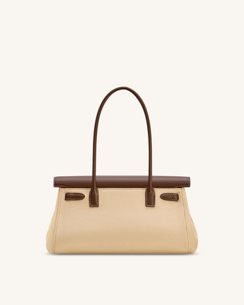 Yara 페이크 스웨이드 숄더백 - 다크 브라운