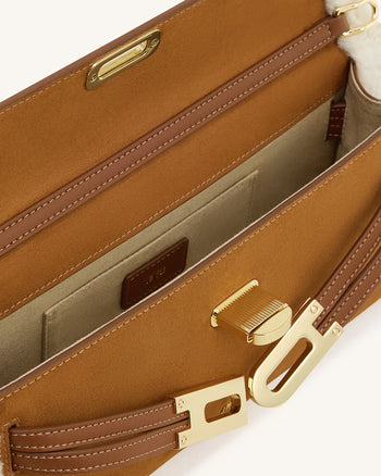 Bria 페이크 스웨이드 스트럭처 탑 핸들 백 - 옐로우 브라운