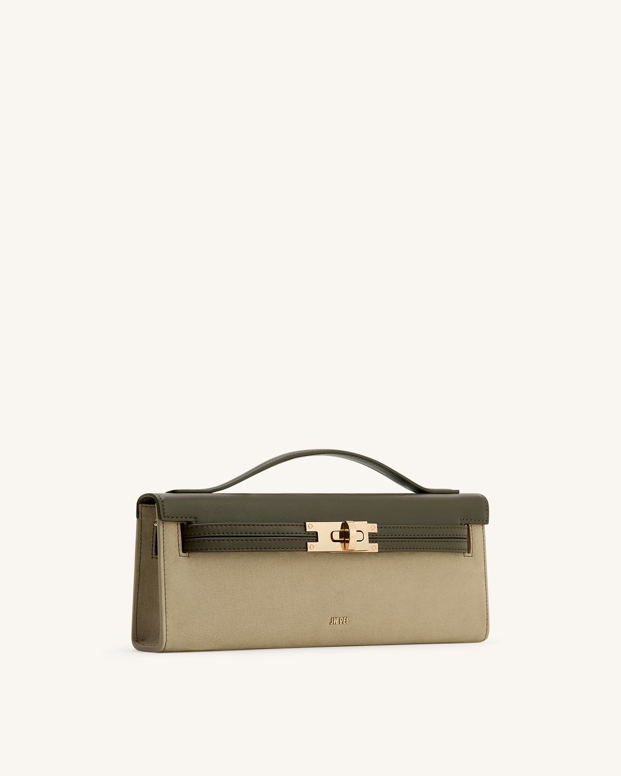 Bria 다크 올리브 컬러 페이크 스웨이드 구조적인 탑 핸들 백