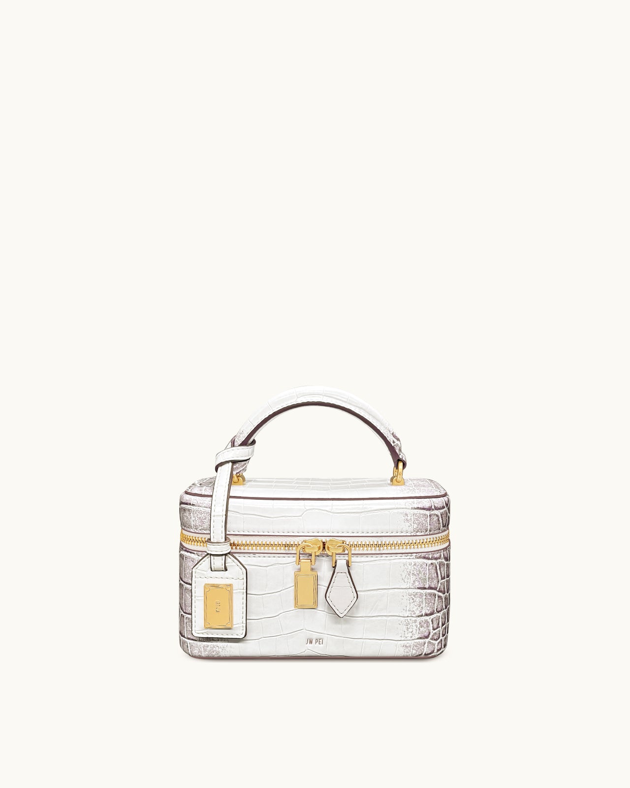 Cleo 박스 쉐입 탑 핸들 백 - 화이트 크록