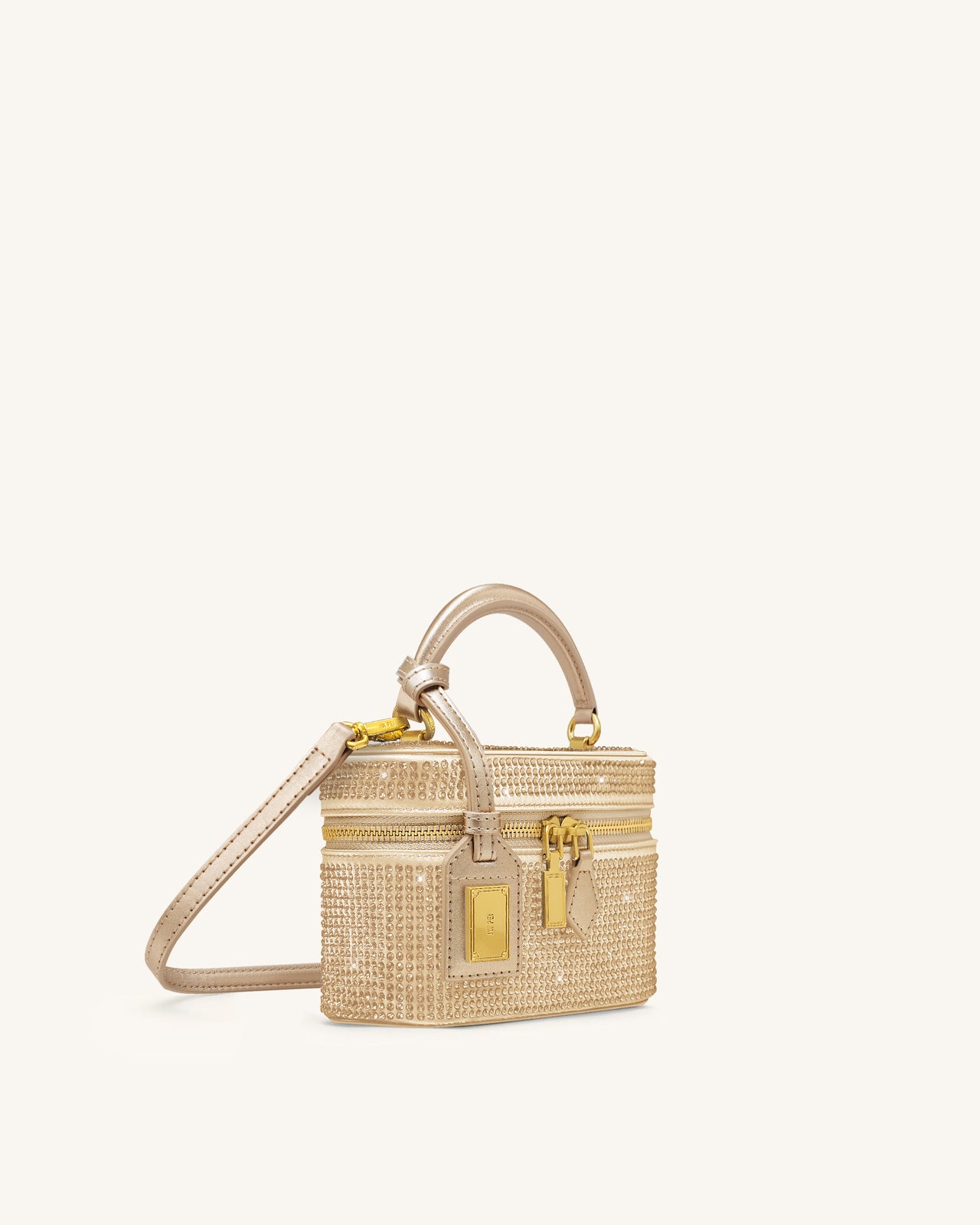 Cleo 인조 크리스탈 박스 쉐입 탑 핸들 백 - 샴페인