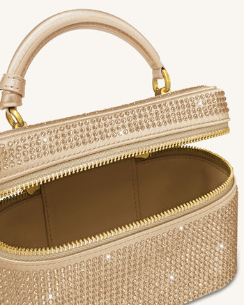 Cleo 인조 크리스탈 박스 쉐입 탑 핸들 백 - 샴페인