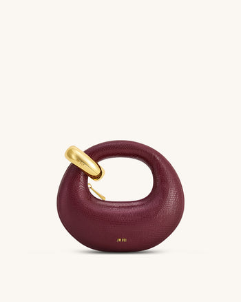 Abacus 인조 스네이크 효과 미니 탑 핸들 백 - 버건디