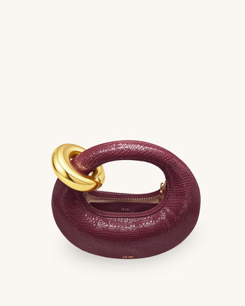 Abacus 인조 스네이크 효과 미니 탑 핸들 백 - 버건디