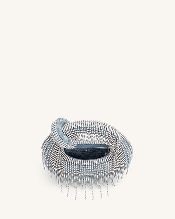 Abacus 데님 인조 크리스탈 미니 탑 핸들백 - 데님블루
