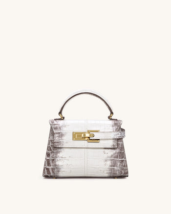 Elise 탑 핸들 백 - 화이트 크로커다일