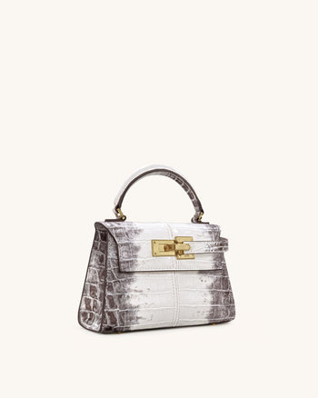 Elise 탑 핸들 백 - 화이트 크로커다일