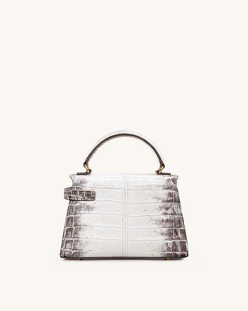 Elise 탑 핸들 백 - 화이트 크로커다일
