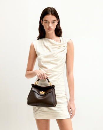 Lucia 클래식 탑 핸드백 - 다크 브라운