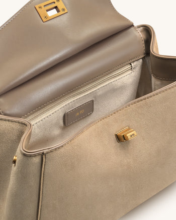 Lucia 클래식 인조 스웨이드 탑 핸들 백 - 토프