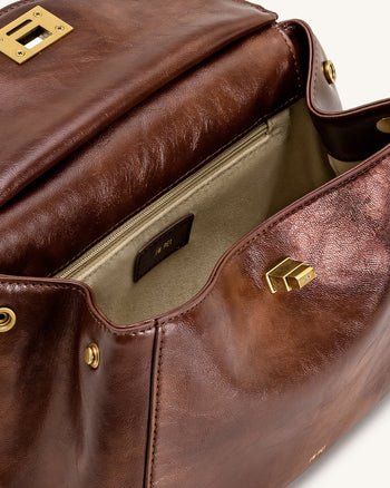 Lucia 클래식 탑 핸들 백 - 커피 브라운