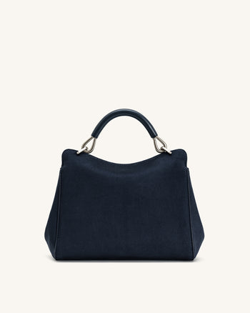 Lucia 클래식 페이크 스웨이드 탑 핸들 백 - 네이비 블루
