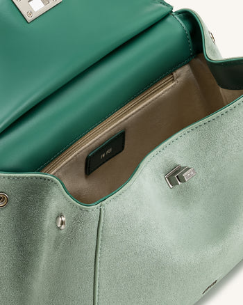 Lucia 클래식 인조 스웨이드 탑 핸들 백 - 말차 그린