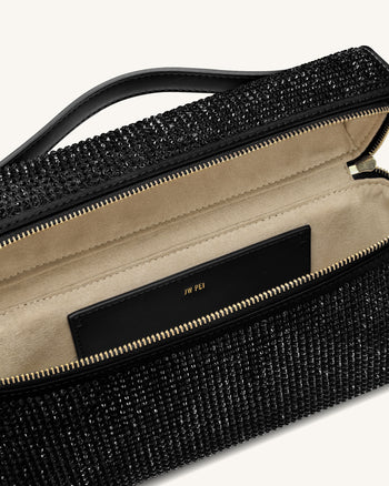 Thea 인조 크리스탈 탑 핸들 백 - 블랙