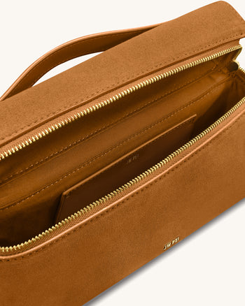 Thea 페이크 스웨이드 탑 핸들 백 - 카멜