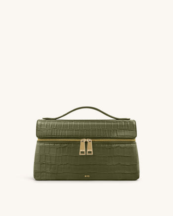 Thea 크로커 엠보 탑 핸들 백 - 올리브 그린