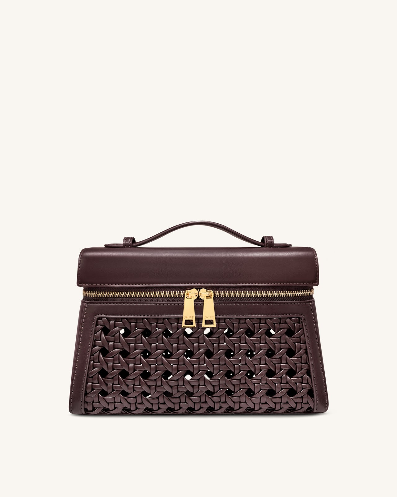 Thea 라지 위빙 탑 핸들 백 - 다크 레드