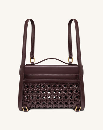 Thea 라지 위빙 탑 핸들 백 - 다크 레드