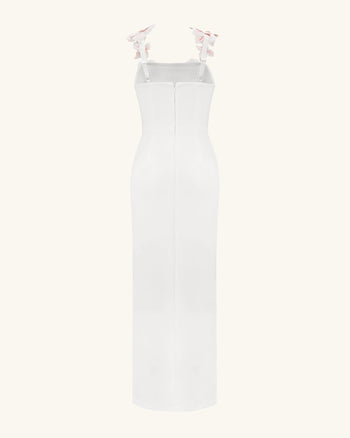 꽃 자수 드레스 - 화이트/핑크