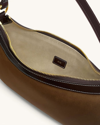 Lily 인조 스웨이드 숄더백 - 다크 브라운