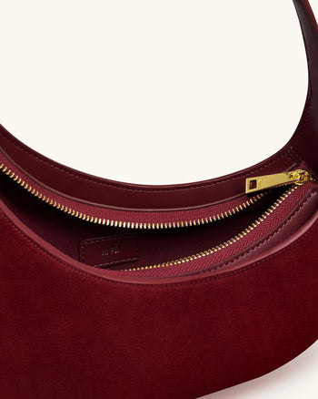 Harlee 페이크 스웨이드 프린지 숄더백 - 버건디