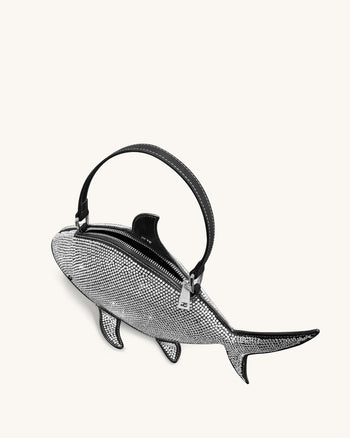 Nerys 블랙 인조 크리스탈 샤크 탑핸들백