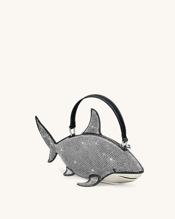 Nerys 블랙 인조 크리스탈 샤크 탑핸들백