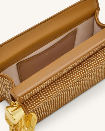 Holly 인조 크리스탈 메탈 펜던트 장식 클러치 - 샴페인