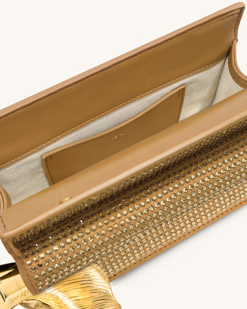 Holly 인조 크리스탈 메탈 펜던트 장식 클러치 - 샴페인