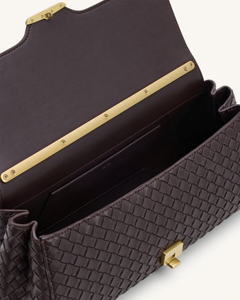 Eloise 짜임 숄더백 - 다크 브라운