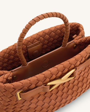 Elora 브라운 페이크 스웨이드 위빙 토트백