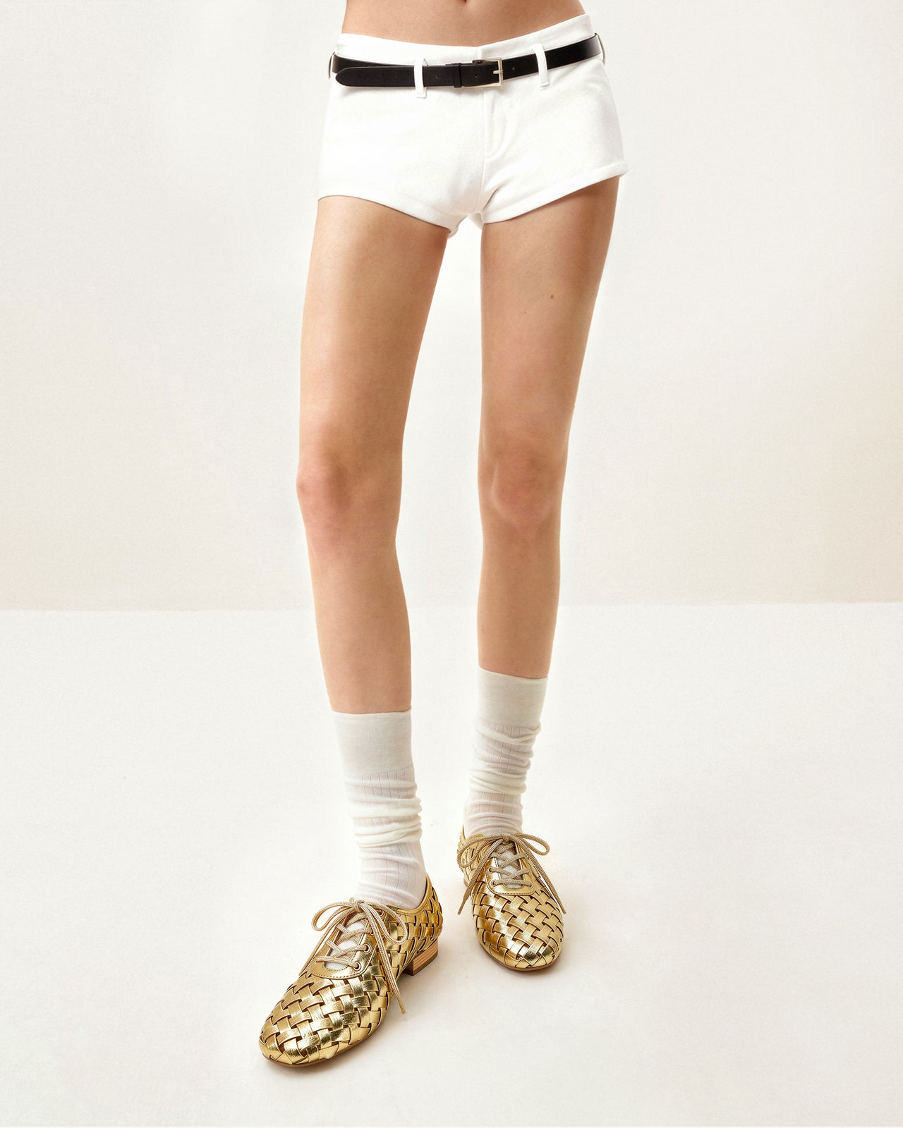 Kayla 직조 스트랩 플랫 슈즈 - 골드