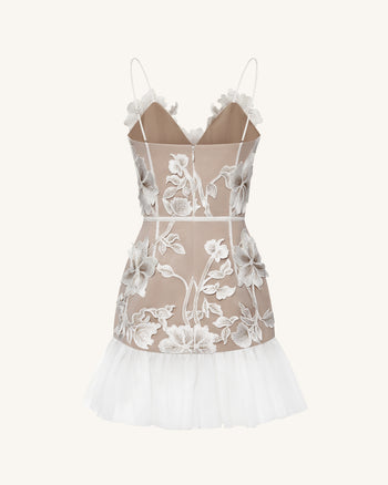 Floral 슬링 미니 드레스 - 화이트