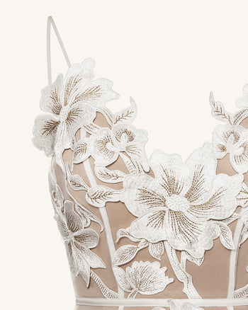 Floral 슬링 미니 드레스 - 화이트