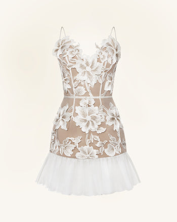 Floral 슬링 미니 드레스 - 화이트