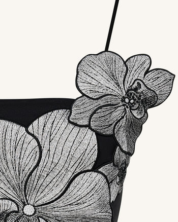 오키드 아플리케 미니 드레스 - 블랙/실버