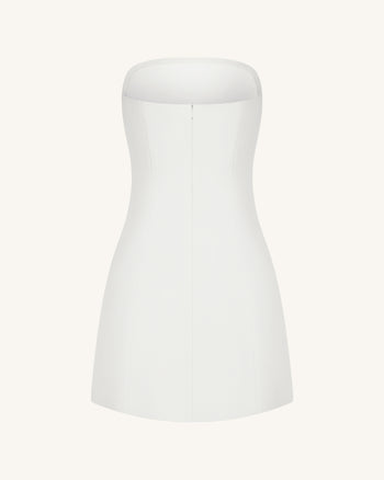 난초 아플리케 튜브톱 드레스 - 화이트