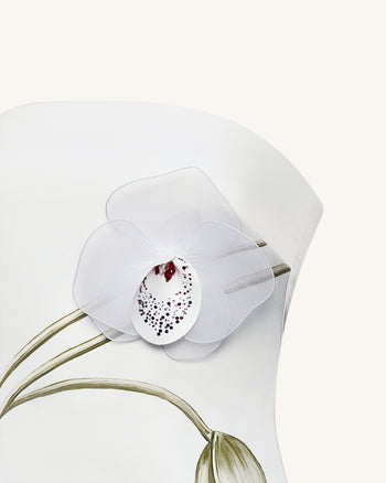 난초 아플리케 튜브톱 드레스 - 화이트