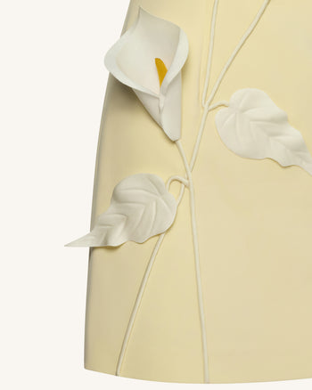 스트랩리스 플로럴 아플리케 드레스 - 옐로우