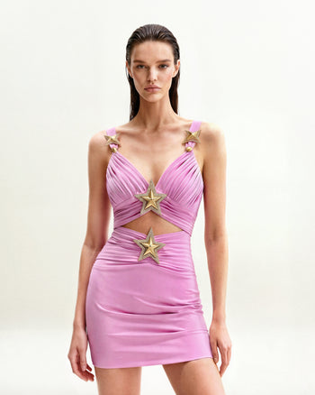 별 디테일 미니 드레스 - 핑크